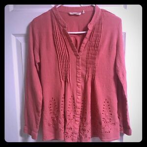 Soft surroundings medium coral cotton blouse